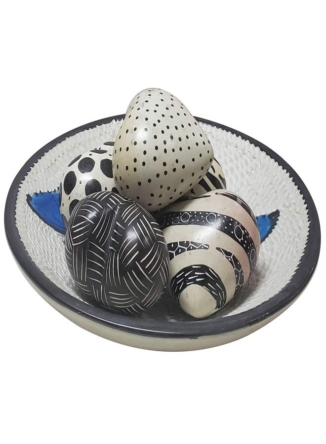 Stoneage Arts Love You My Friend Precious Hearts Hand Carved and Designs Etched by African Artisan. Valentine Mothers Day Bowl Vase Filler Set of 5 (Small, Black & White) - Image 2